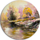River'S Farwell To Autumn, Landscape Large Disc Metal Wall Art, 23"