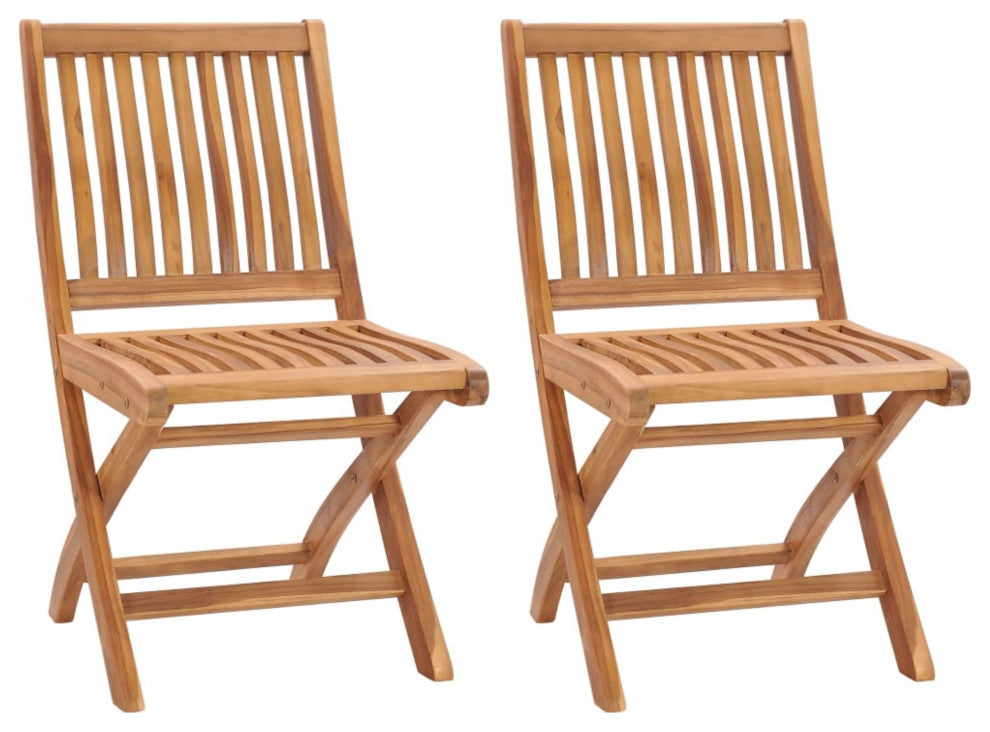 Vidaxl Folding Garden Chairs 2-Piece Set Solid Teak Wood