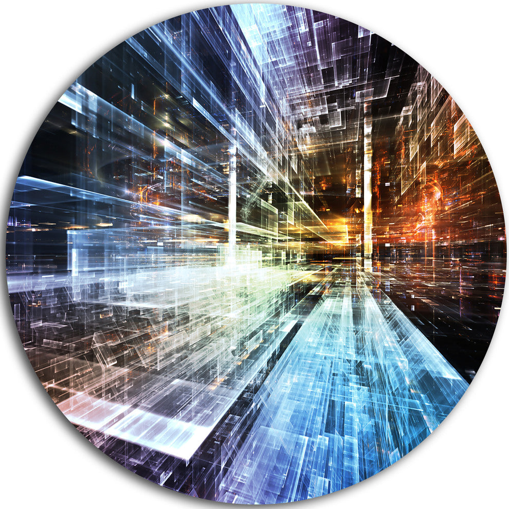 Future Industry, Abstract Round Metal Wall Art, 11"
