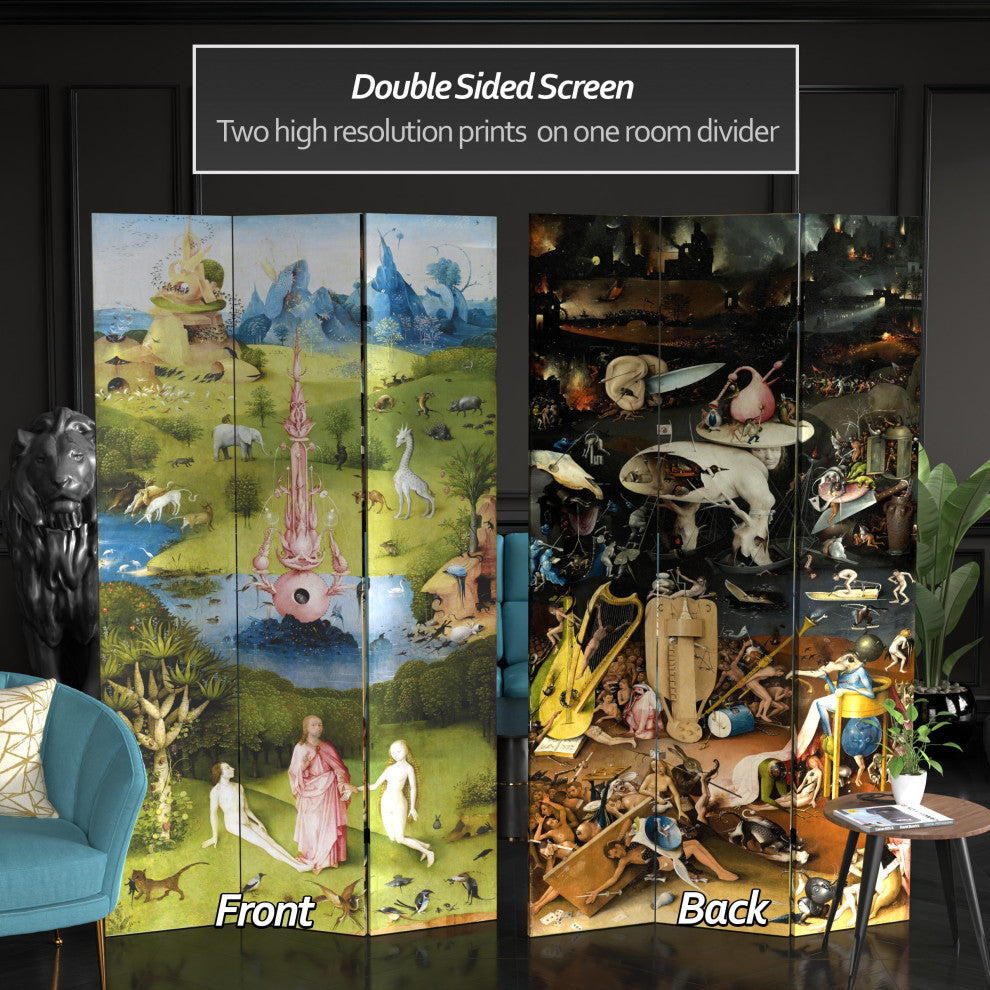 7' Tall Double Sided Garden of Delights Canvas Room Divider