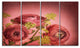 Ranunculus Flowers Stem on Pink, Floral Canvas Art Print, 48"x28", 4 Panels