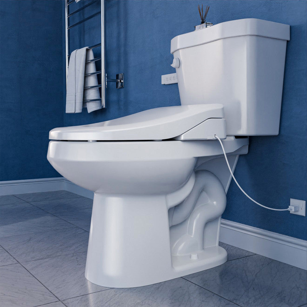 Electric Bidet Seat With Auto Lid, Heated, Self Cleaning, and Classic Remote