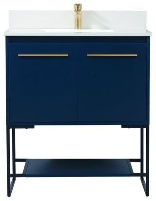 Sue 30" Single Bathroom Vanity, Blue, With Backsplash