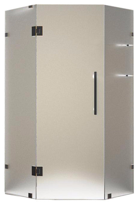 Neoscape Frameless Frosted Shower Enclosure, Oil Rubbed Bronze, 34"x34"x72"