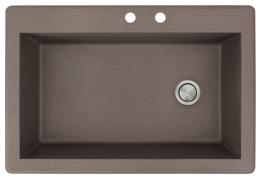 Radius 33" silQ Granite Single Bowl Kitchen Sink with 2 Holes in Espresso