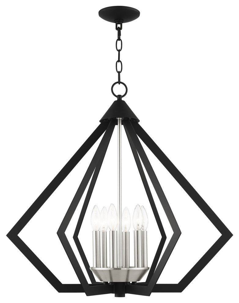 Black With Brushed Nickel Cluster Modern Chandelier