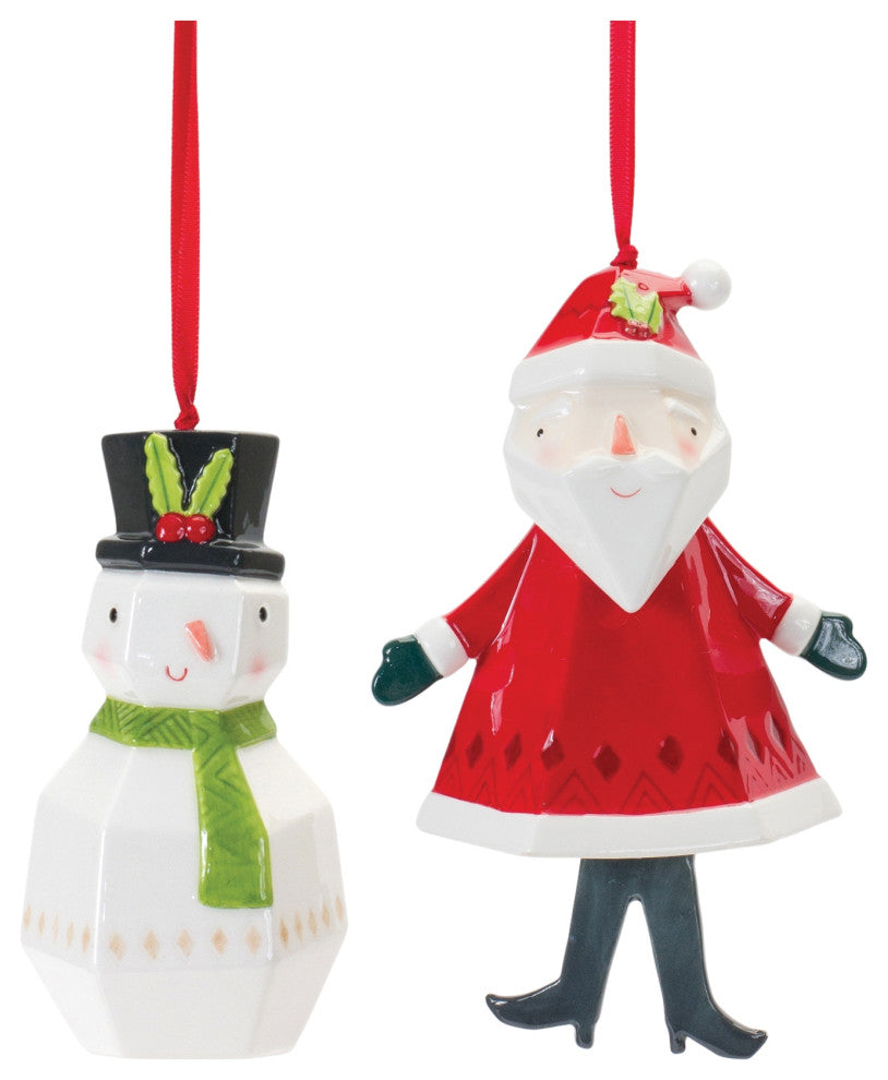 Whimsical Santa and Snowman Ornament, 6-Piece Set
