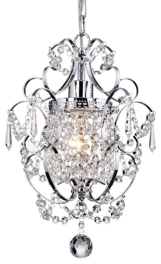 Amorette 1-Light Chrome Glam Lighting Mini Pendant Chandelier With Crystals