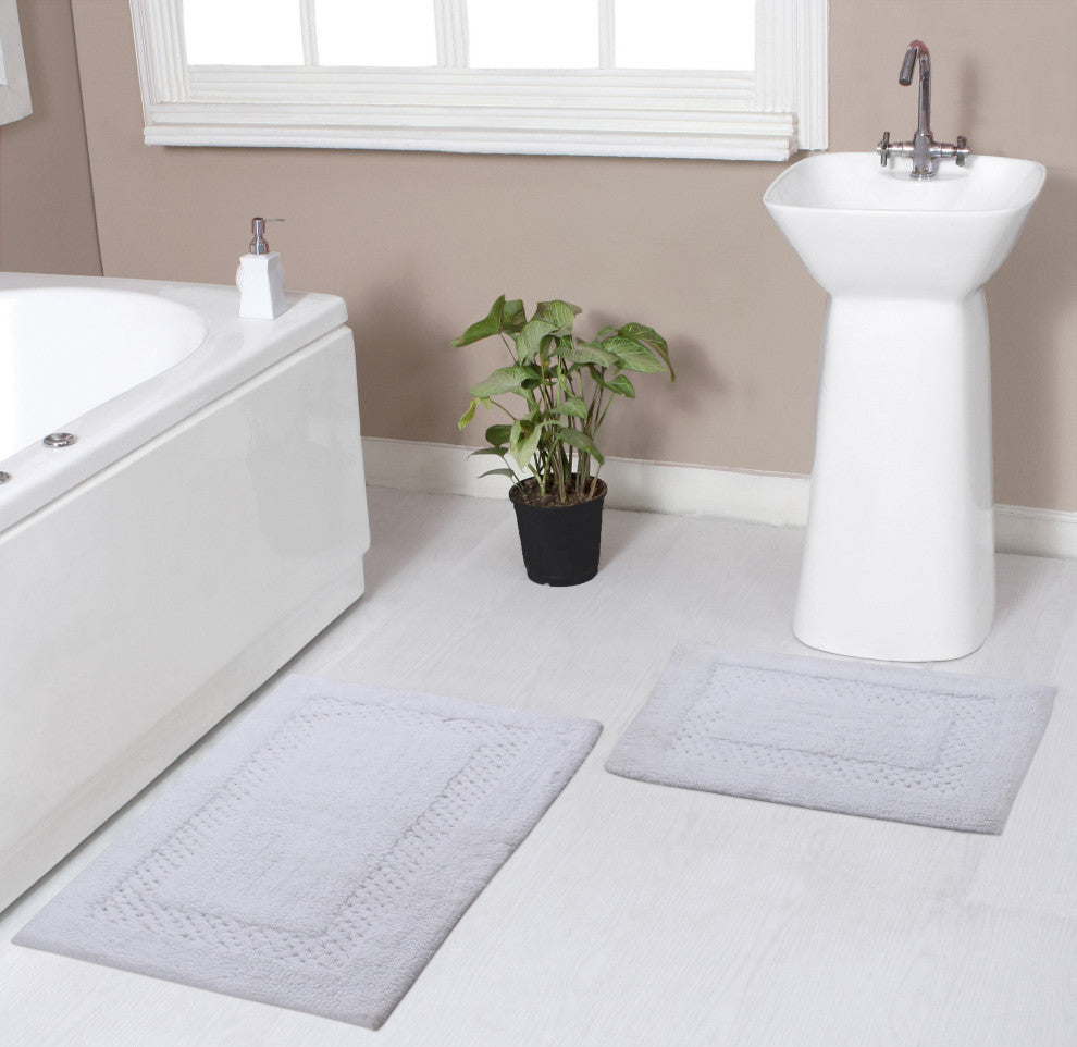 Classy Bath Rugs Set, 2 Piece Set, White