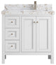 Nashville 36" Right Offset Bath Vanity, White 2" Viola Gold
