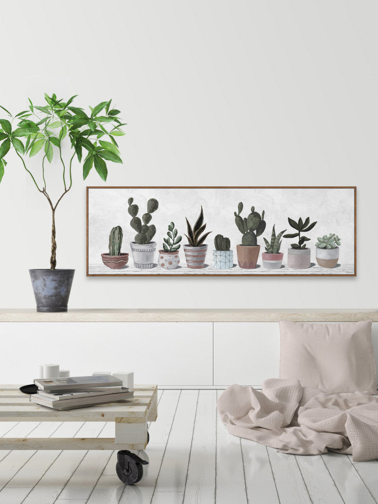 "Pastel Cactus Pots " Floater Framed Painting Print on Canvas