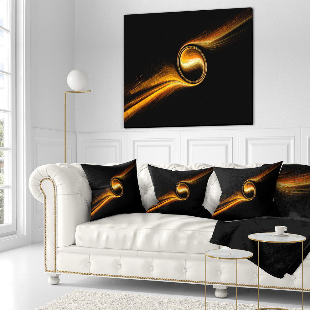 Fractal 3D Dancing Yellow Design Contemporary Throw Pillow, 16"x16"