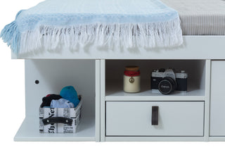 Memomad Bali Storage Platform Bed with Drawers (Full Size, Off White)