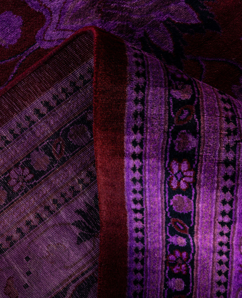 Overdyed One-of-a-Kind Hand-Knotted Area Rug Purple, 8' 1" x 10' 3"