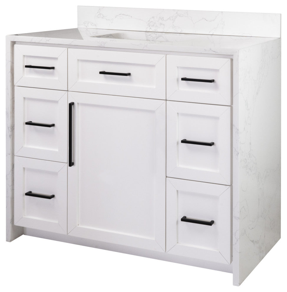 Palisade 42" Bathroom Vanity, White, Engineered Marble