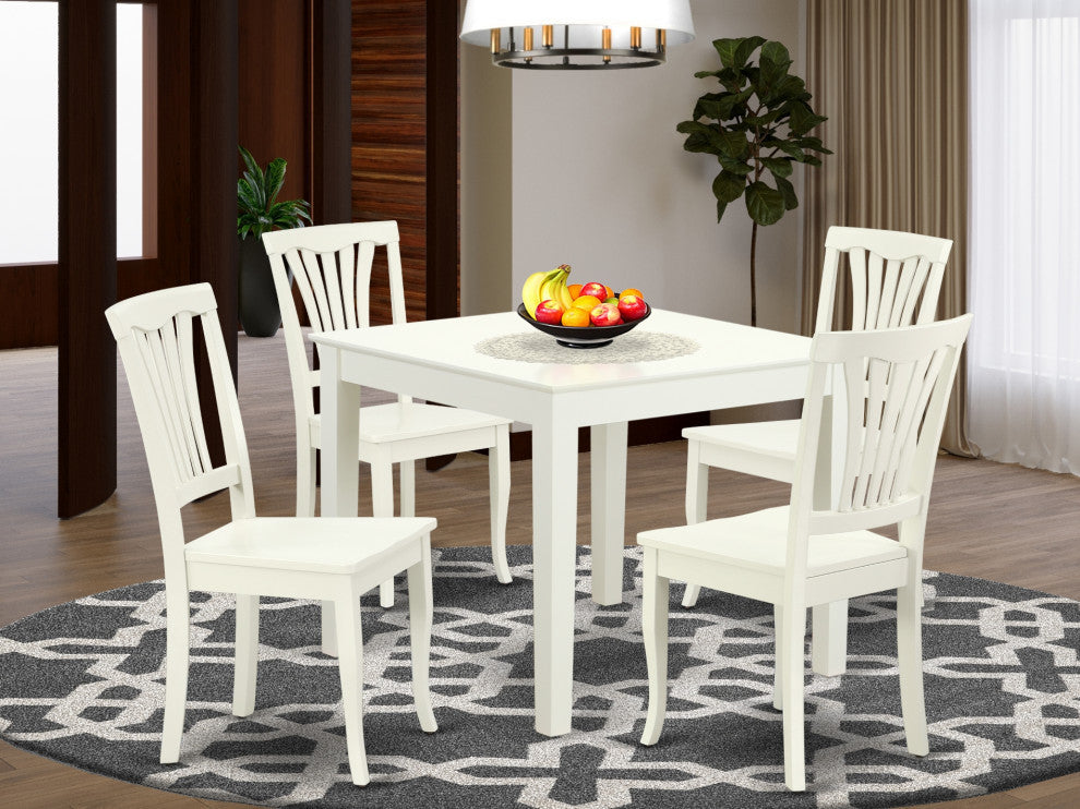 Oxav5-Lwh-W 5Pc Square 36"Table And 4 Vertical Slatted Chairs