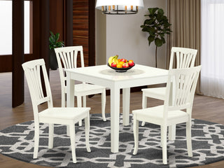 Oxav5-Lwh-W 5Pc Square 36"Table And 4 Vertical Slatted Chairs