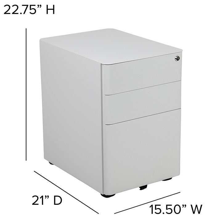 3-Drawer Mobile Locking Filing Cabinet W/Hanging Drawer for Legal & Letter Files