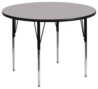 60" Round Gray Thermal Laminate Activity Table-Adjustable Legs