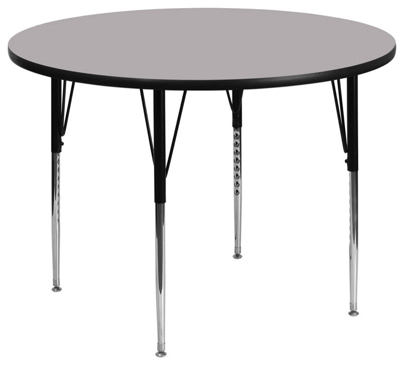 60" Round Gray Thermal Laminate Activity Table-Adjustable Legs