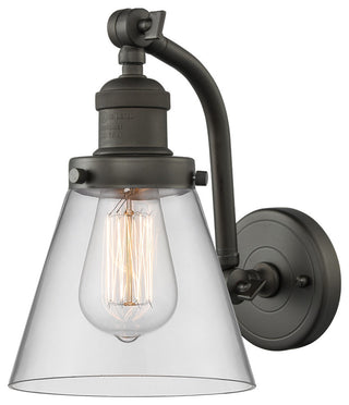 Small Cone 1-Light Sconce, Clear Glass, Oil Rubbed Bronze, LED