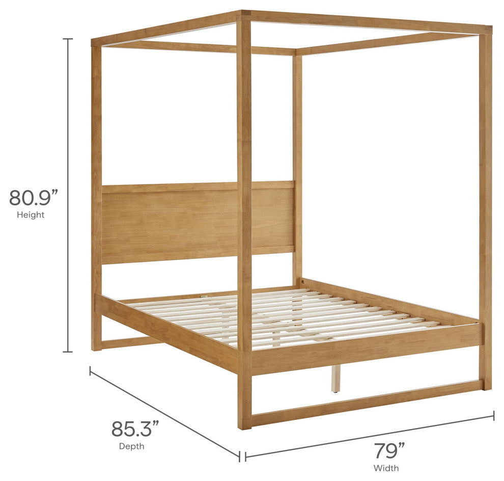 Alva King Wood Canopy Platform Bed, Oak