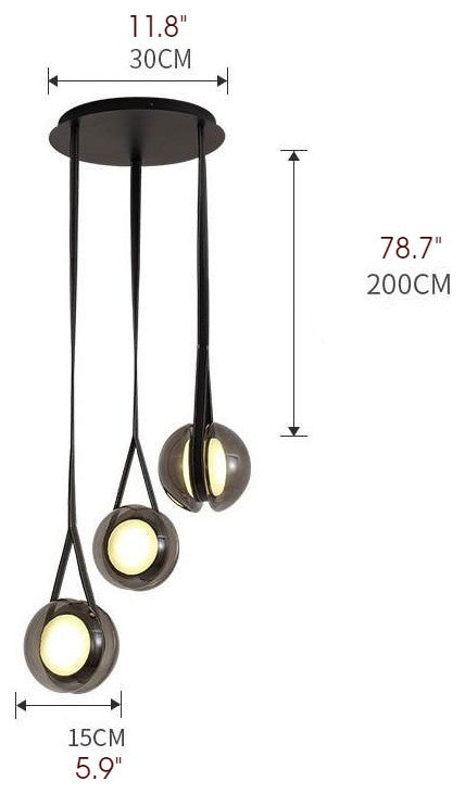 MIRODEMIÂ® Soldano | Nordic Style Smoke Glass Ball Pendant Lighting, 2 Lights