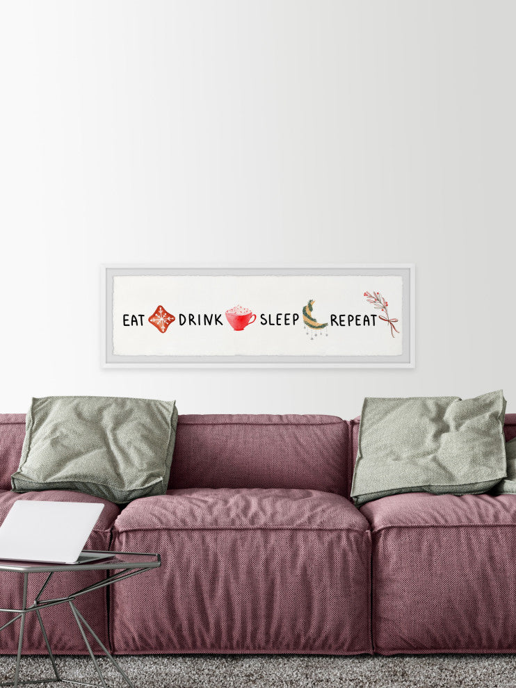 "Eat Drink and Sleep" Framed Painting Print, 45x15