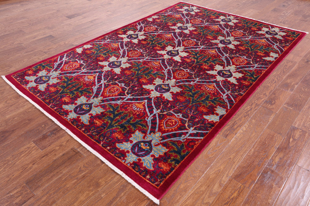 William Morris Hand Knotted Rug 6' 1" X 9' 2" Q6542
