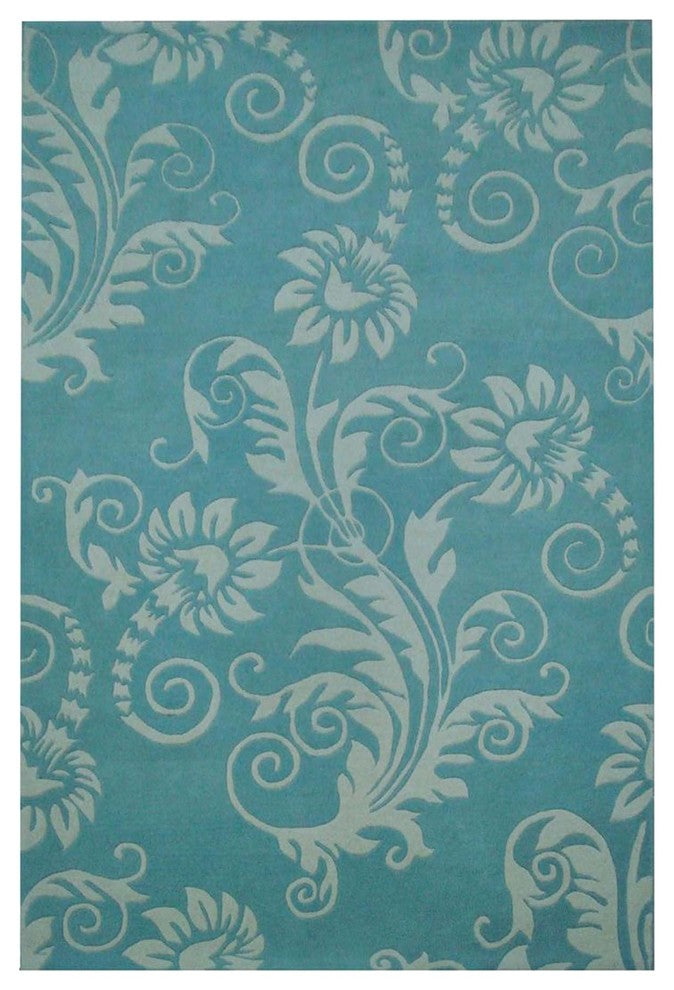 Safavieh Soho Soh765A Damask Rug, Blue/Ivory, 5'0"x8'0"