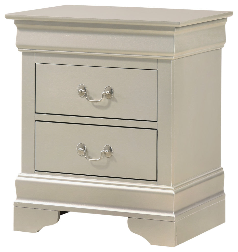 Louisphillipe Nightstand, Silver Champagne