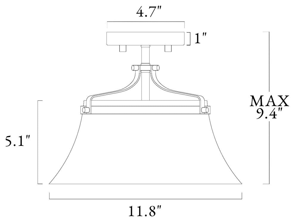 LNC Polished Gold Modern Seeded-Glass Semi-flush Mount Light, 12" Width