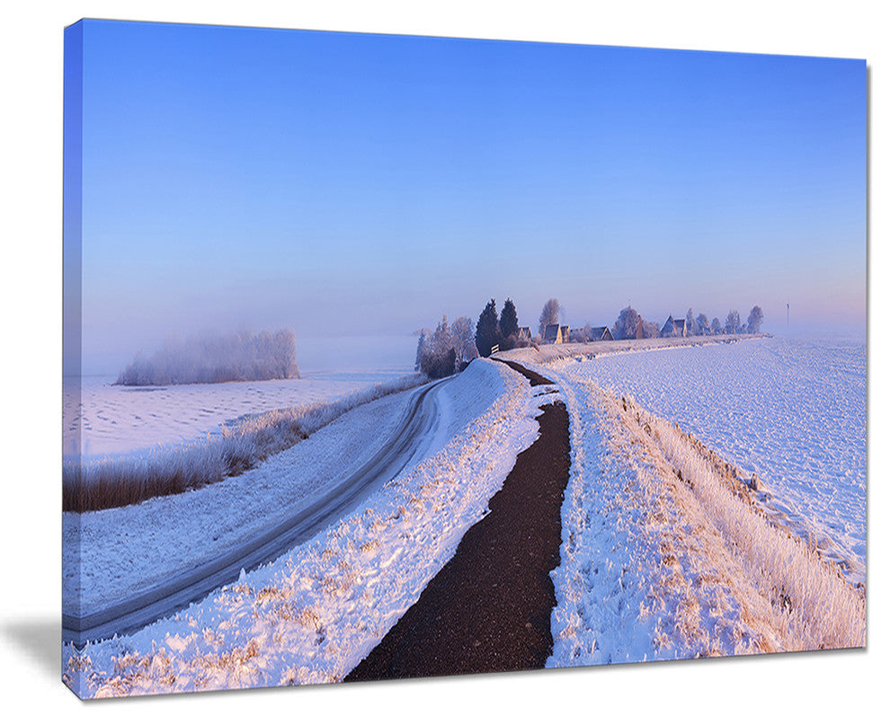 "Lake And Dike At Sunrise Panorama" Landscape Wall Art, 20"x12"