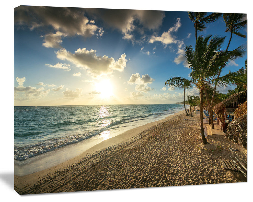 Beautiful Caribbean Vacation Beach, Large Beach Canvas Wall Art, 20"x12"