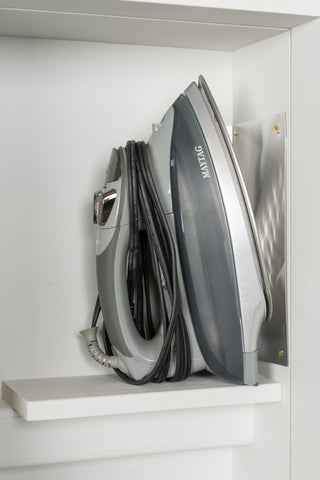 Deluxe Fixed Position Non-Electric Ironing Center, Raised White Door