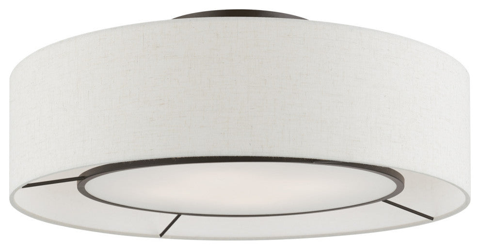 Ellsworth 4 Light English Bronze With Shiny White Accents Semi-Flush