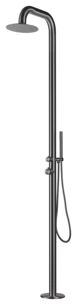 HEATGENE Stainless Steel Outdoor Shower with Handheld Showerhead, Gunmental Gray