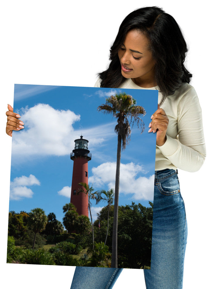 Jupiter Lighthouse Color Unframed Coastal Landscape Photo Wall Art Print, 16" X 20"