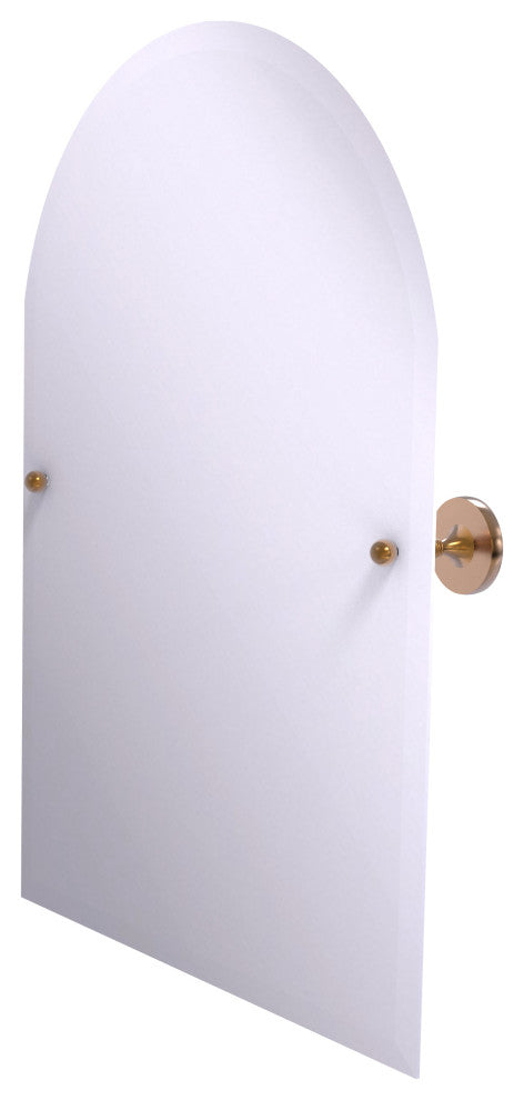 Shadwell Frameless Arched Top Beveled Edge Tilt Mirror, Brushed Bronze