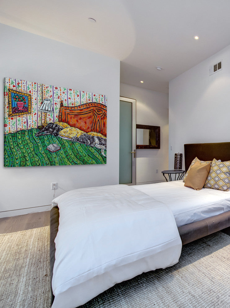 "Sleeping Dogs" Painting Print on Wrapped Canvas, 36"x24"
