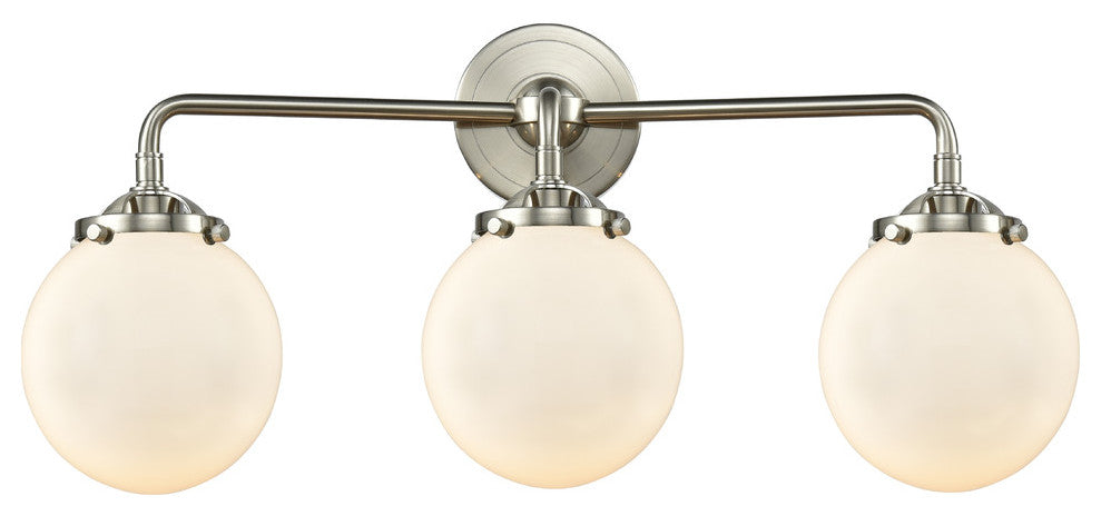 Beacon 3-Light LED Sconce, Brushed Satin Nickel, Shade: Gloss White