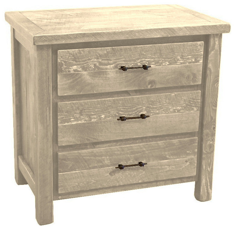 Barnwood Style Timber Peg 3-Drawer Chest, Frost