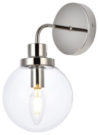 Helen 1-Light Bath Sconce, Polished Nickel With Clear Shade
