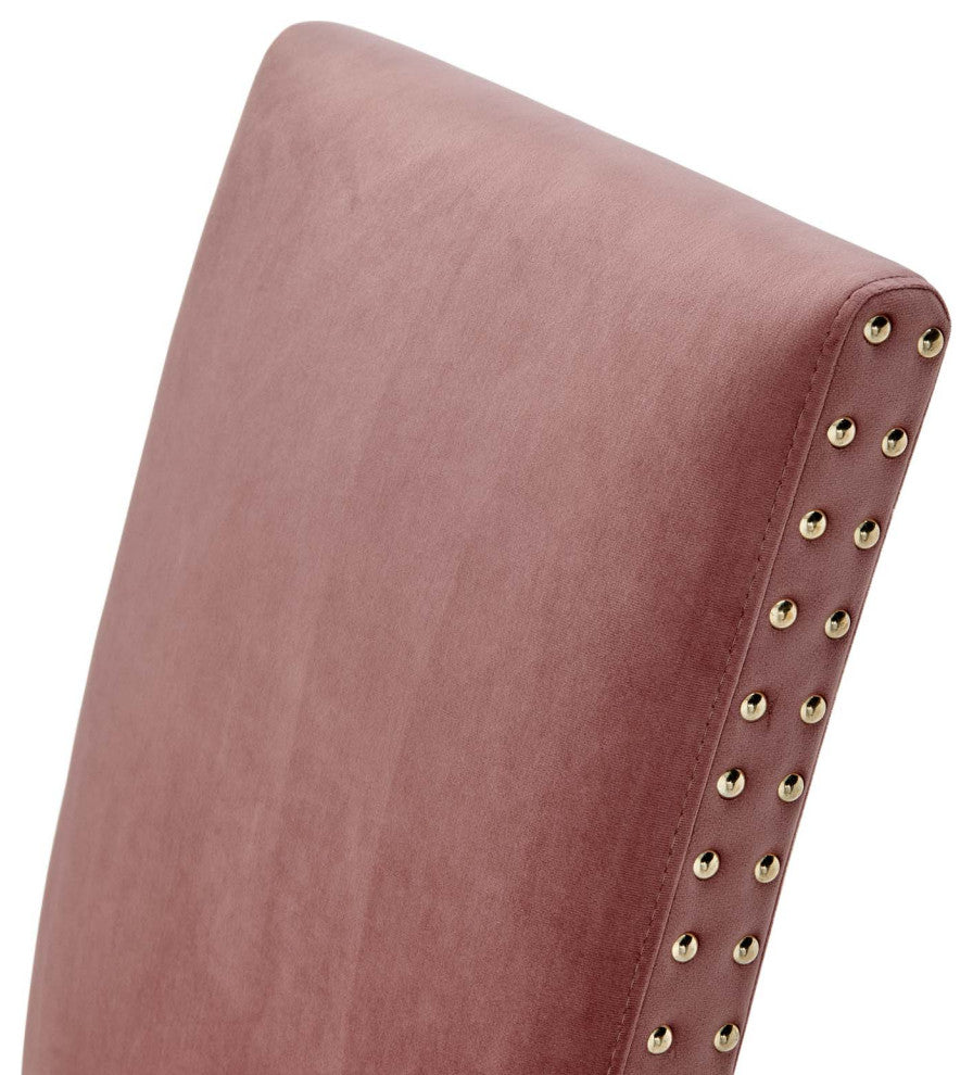 Side Dining Chair, Set of 2, Velvet, Wood, Pink, Modern, Cafe Bistro Restaurant