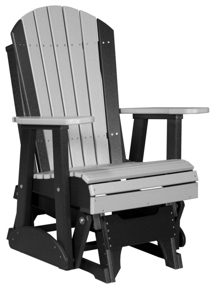 Poly Adirondack Glider, Dove Gray & Black, 2 Foot, Standard