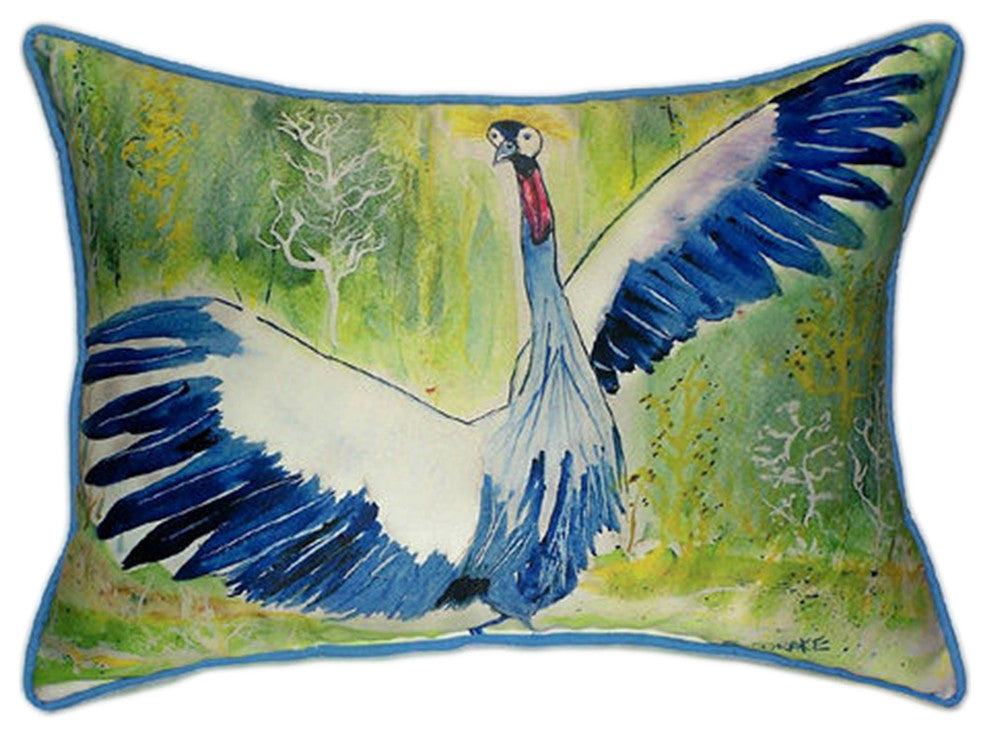 Betsy Drake Dancing Crane Bird Extra Large 20 X 24 Indoor / Outdoor Pillow