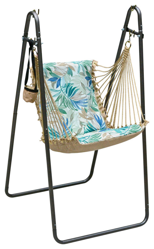 Soft Comfort Swing Chair and Stand, Blue, Floral