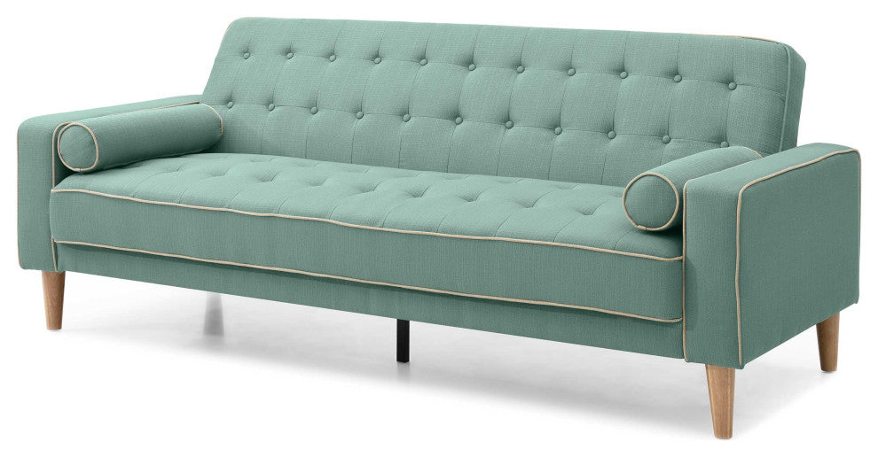 Andrews 85 in. W Flared Arm Polyester Straight Sofa, Teal