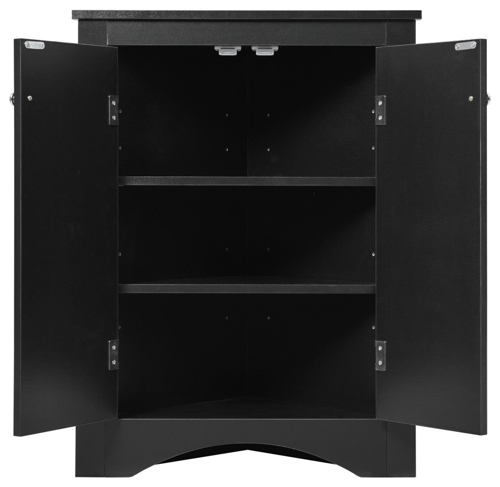 TATEUS Triangle Bathroom Storage Cabinet Freestanding Corner cabinet, Black