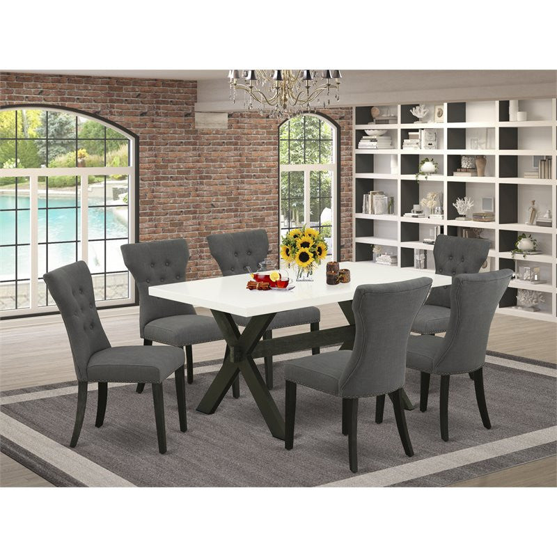 X626Ga650-7, 7-Piece Set, 6 Chairs and A Table Solid Wood Frame
